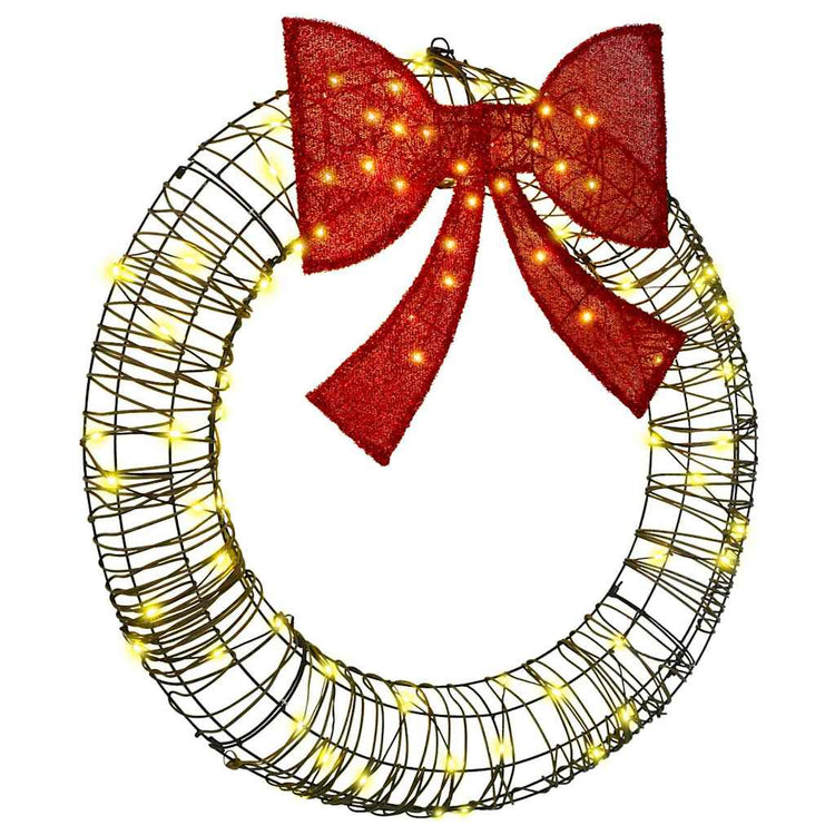 Couronne Vidaxx avec 80 LED blanc chaud 91 x 91 x 9 cm rotin