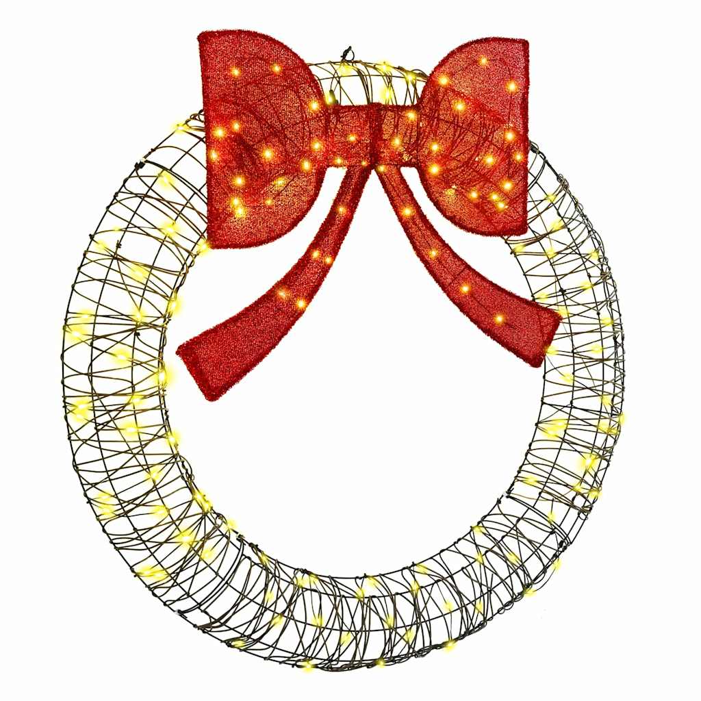 Couronne Vidaxx avec 150 LED blanc chaud 121 x 121 x 10 cm rotin