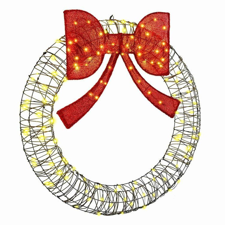 Couronne Vidaxx avec 150 LED blanc chaud 121 x 121 x 10 cm rotin