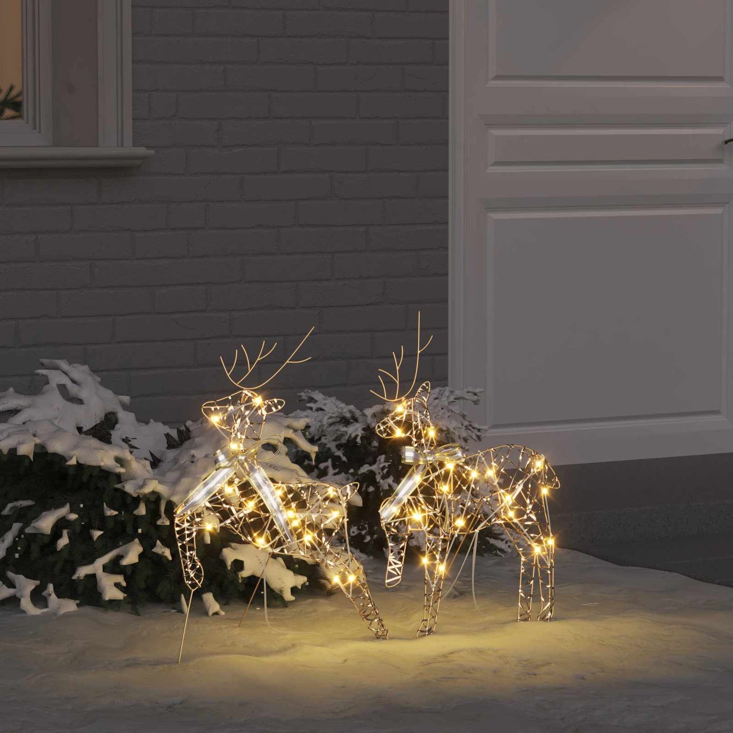 VidaXL LED renne avec 40 LED 2 pcs capuchon blanc chaud