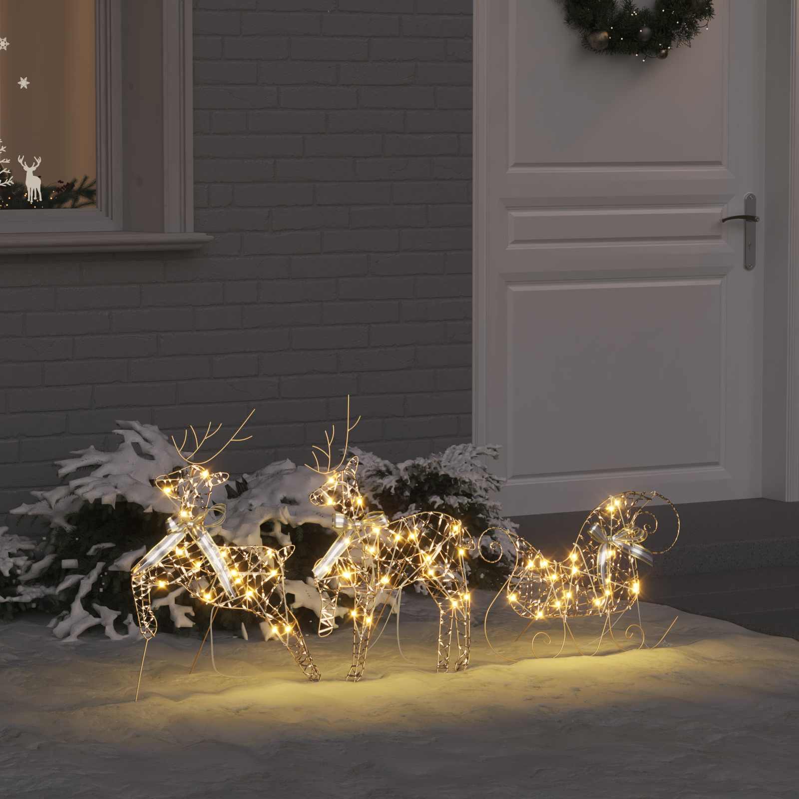 VidaXL LED renne avec 60 LED 3 pcs capuchon blanc chaud