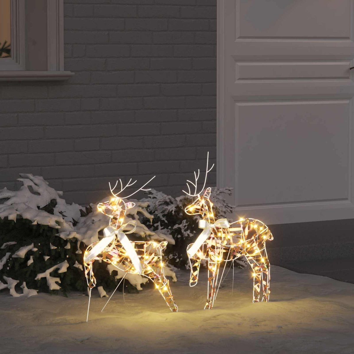 VidaXL LED renne avec 40 LED 2 pcs capuchon blanc chaud