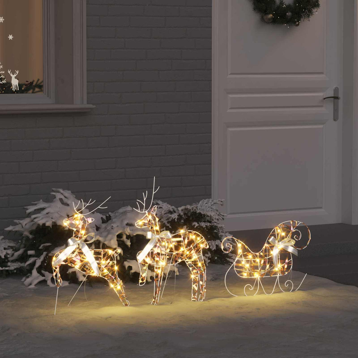 VidaXL LED renne avec 60 LED 3 pcs capuchon blanc chaud