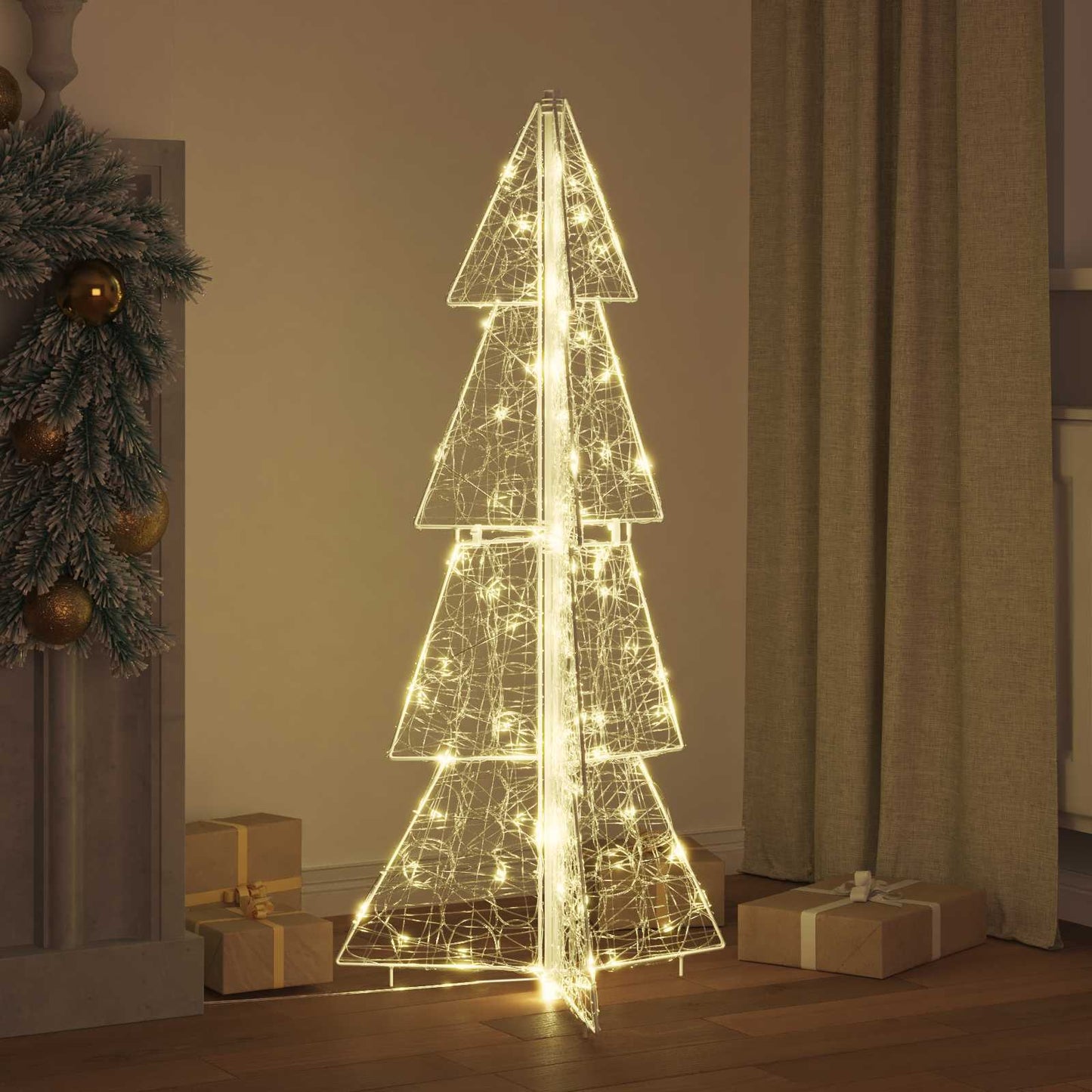VidaXL Sapin de Noël avec 100 LED blanc chaud 120 cm acrylique