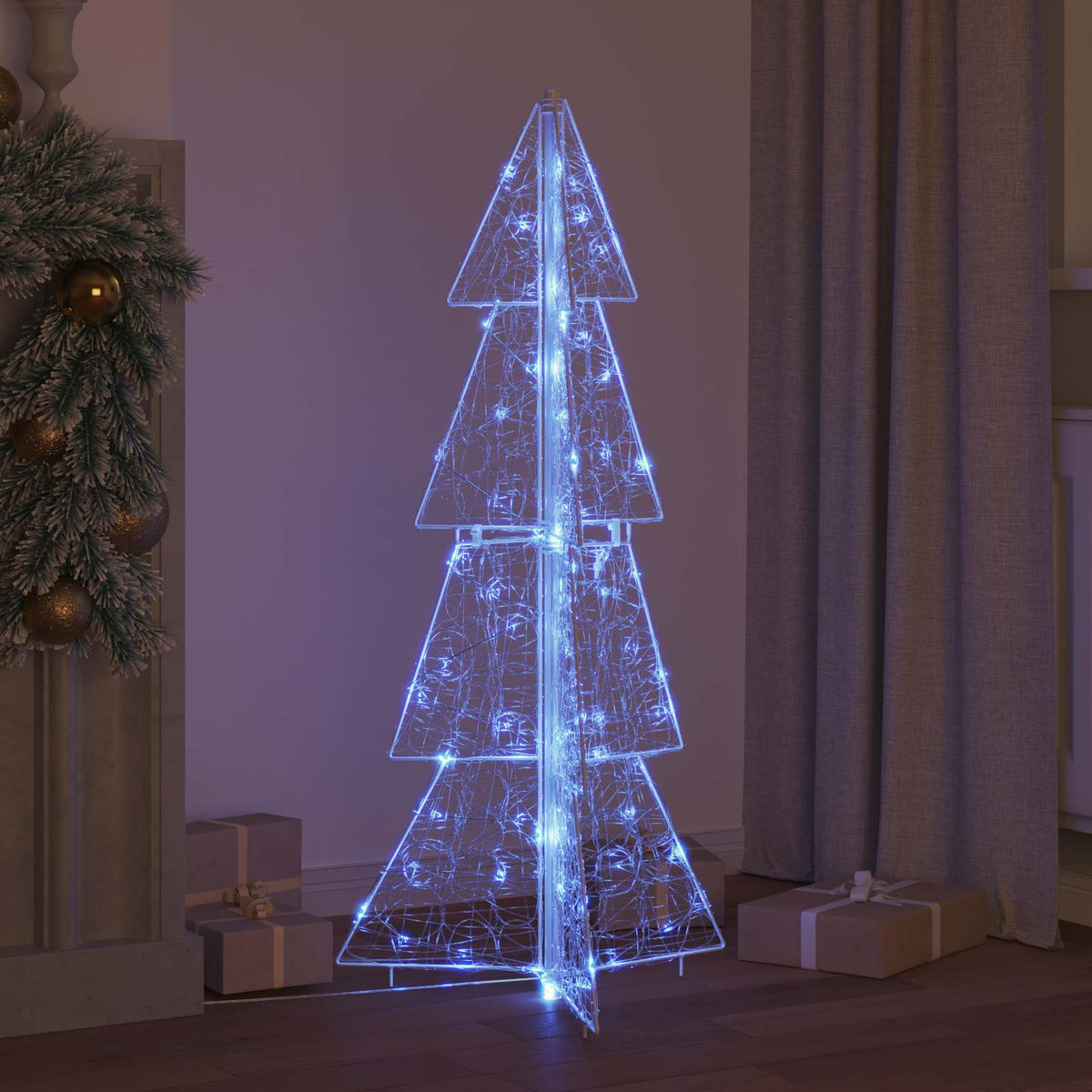 VidaXL Sapin de Noël avec 100 LED bleu 120 cm acrylique