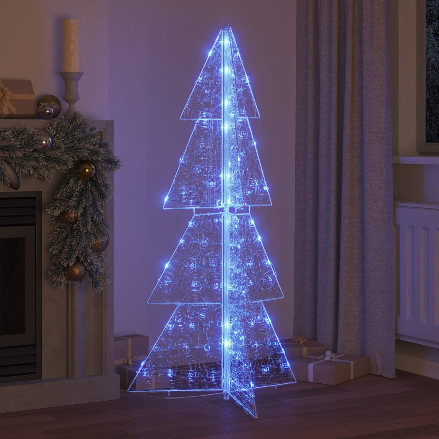 VidaXL Sapin de Noël avec 160 LED bleu 150 cm acrylique