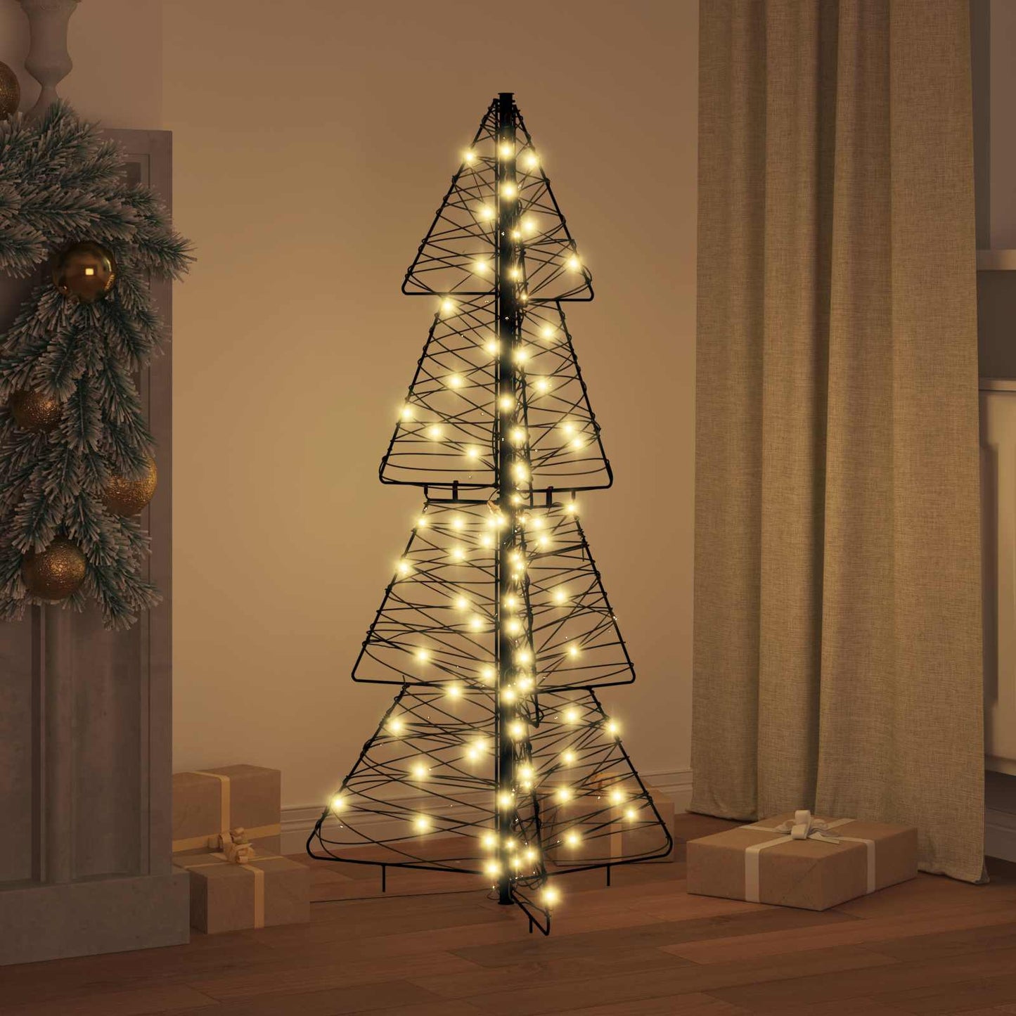 VidaXL Sapin de Noël avec 100 LED blanc chaud 120 cm rotin