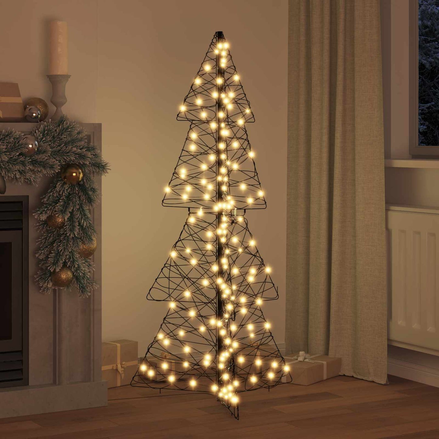 VidaXL Sapin de Noël avec 160 LED blanc chaud 150 cm rotin