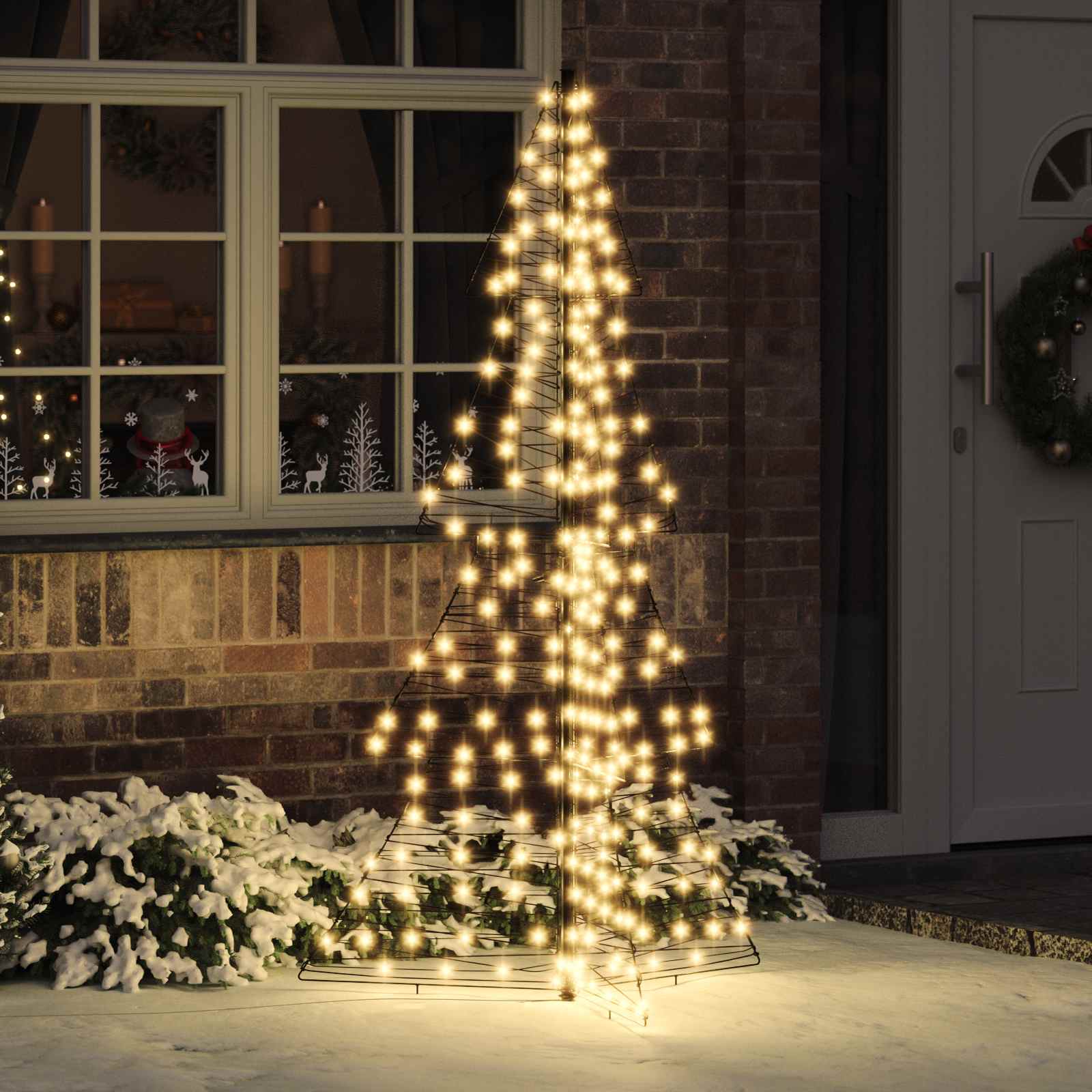 VidaXL Sapin de Noël avec 240 LED blanc chaud 180 cm rotin