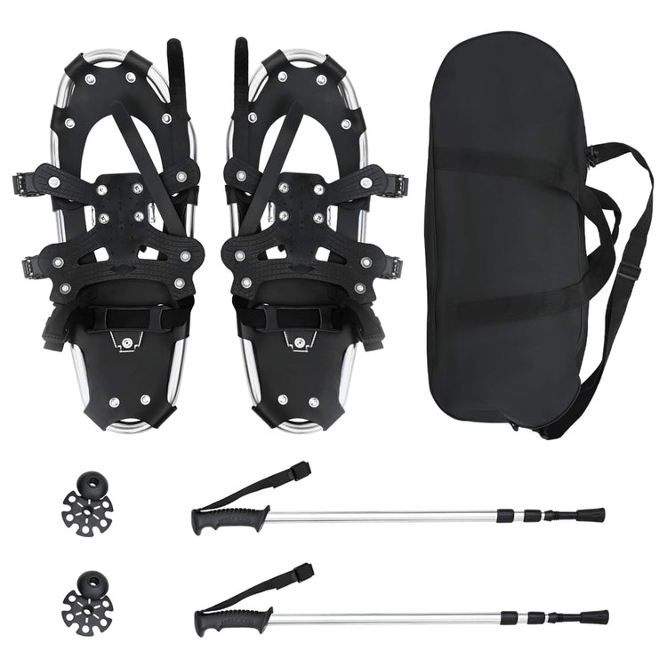 VidaXL raquettes à neige 3 en 1 avec bottes de randonnée argent et noir
