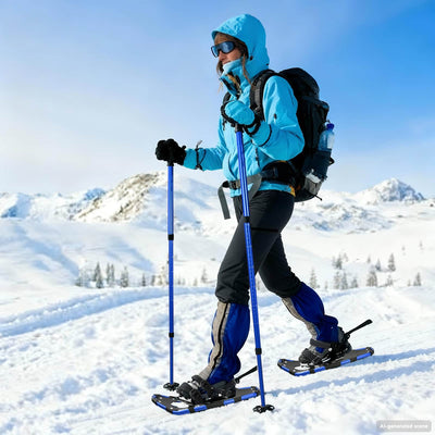 VidaXL raquettes à neige 3 en 1 avec chaussures de randonnée bleu et noir