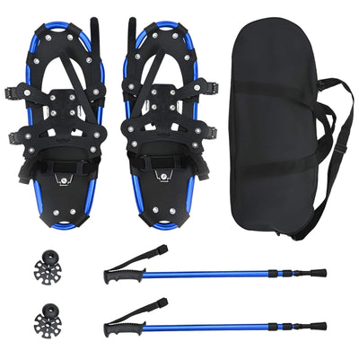VidaXL raquettes à neige 3 en 1 avec chaussures de randonnée bleu et noir