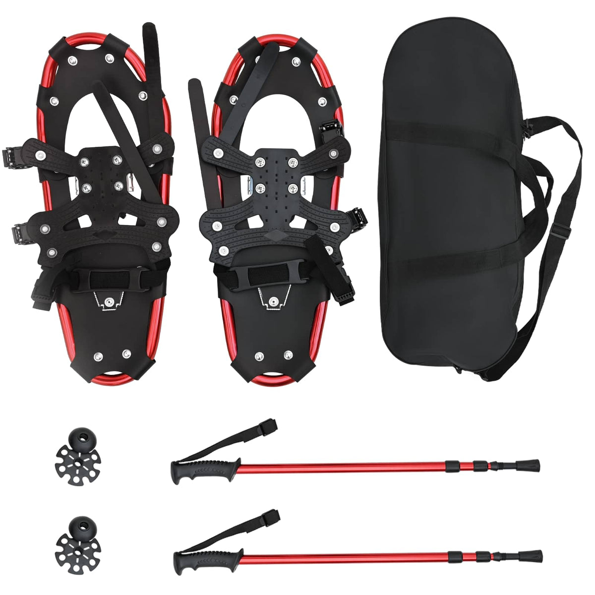 Raquettes à neige VidaXL 3 en 1 avec chaussures de randonnée rouge et noir