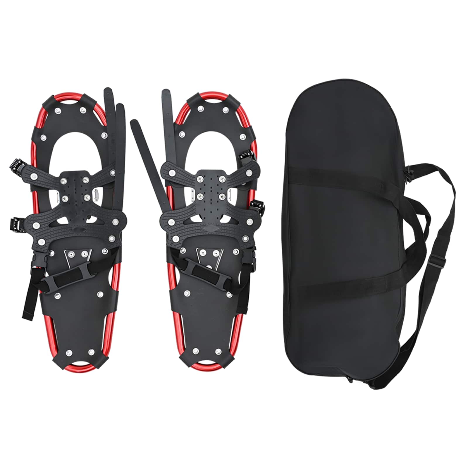 VidaXL raquettes à neige 3 en 1 rouge et noir 25 pouces aluminium et HDPE