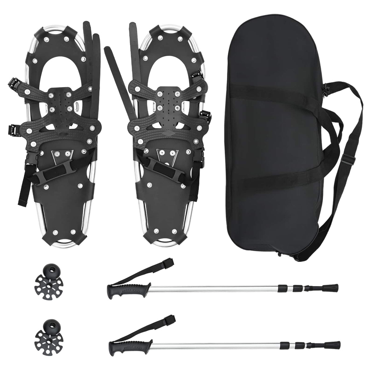 VidaXL raquettes à neige 3 en 1 avec bottes de randonnée argent et noir