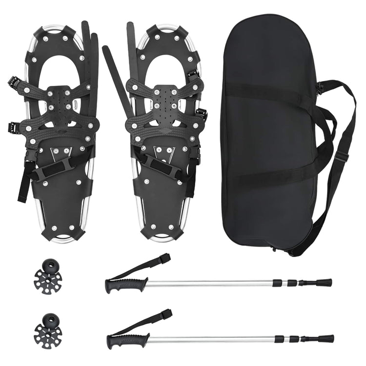 VidaXL raquettes à neige 3 en 1 avec bottes de randonnée argent et noir