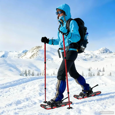 Raquettes à neige VidaXL 3 en 1 avec chaussures de randonnée rouge et noir