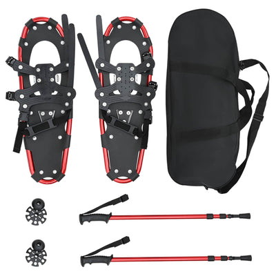 Raquettes à neige VidaXL 3 en 1 avec chaussures de randonnée rouge et noir