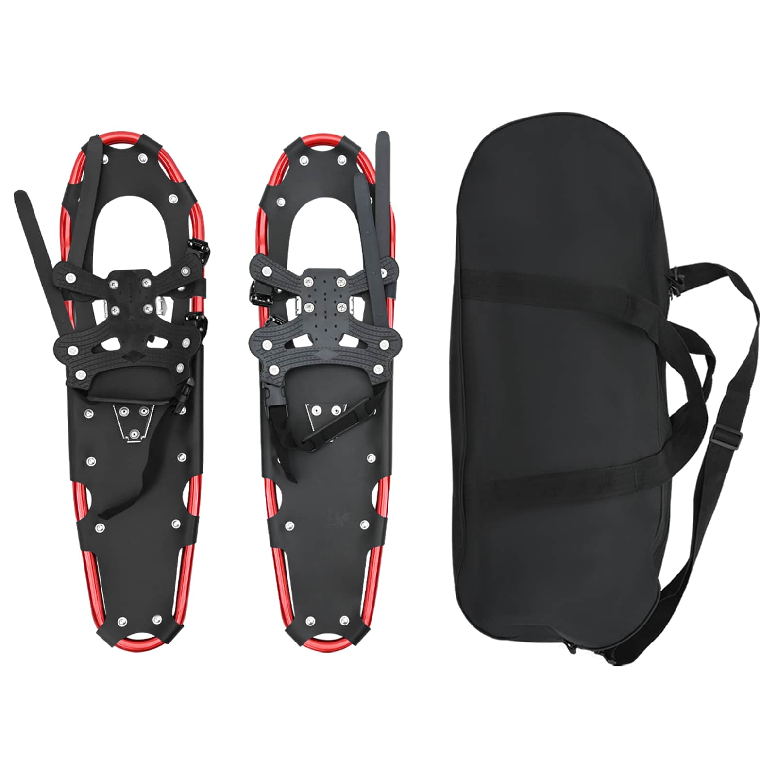 VidaXL raquettes à neige 3 en 1 rouge et noir 30 pouces aluminium et HDPE