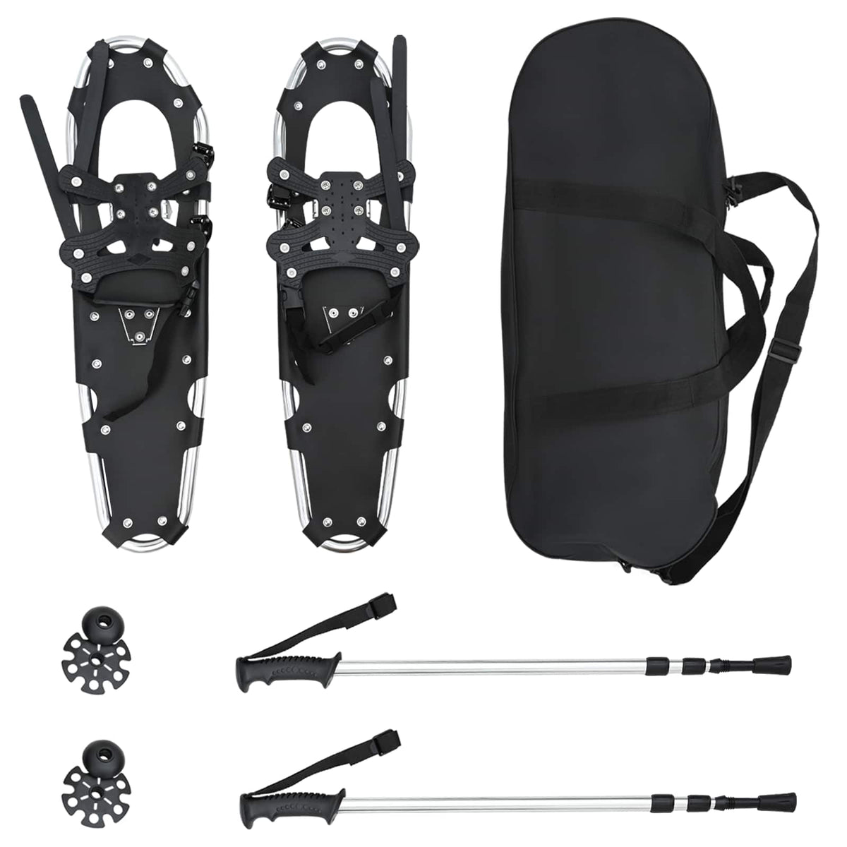 VidaXL raquettes à neige 3 en 1 avec bottes de randonnée argent et noir