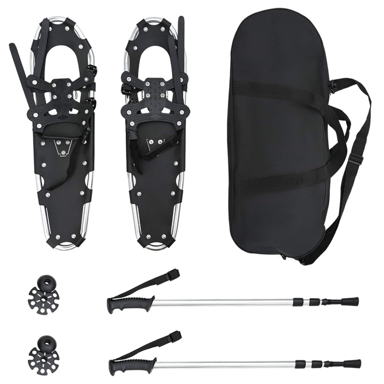 VidaXL raquettes à neige 3 en 1 avec bottes de randonnée argent et noir