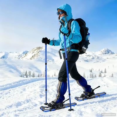 VidaXL raquettes à neige 3 en 1 avec chaussures de randonnée bleu et noir