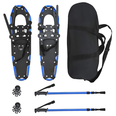 VidaXL raquettes à neige 3 en 1 avec chaussures de randonnée bleu et noir