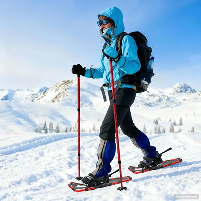 Raquettes à neige VidaXL 3 en 1 avec chaussures de randonnée rouge et noir