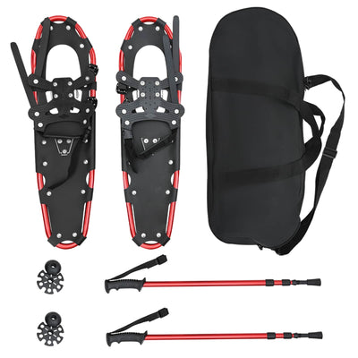 Raquettes à neige VidaXL 3 en 1 avec chaussures de randonnée rouge et noir