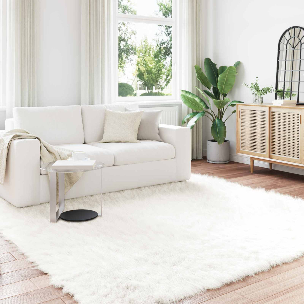 Vidaxx tapis en fausse peau de mouton tafalla blanc 240 x 240 cm polyester