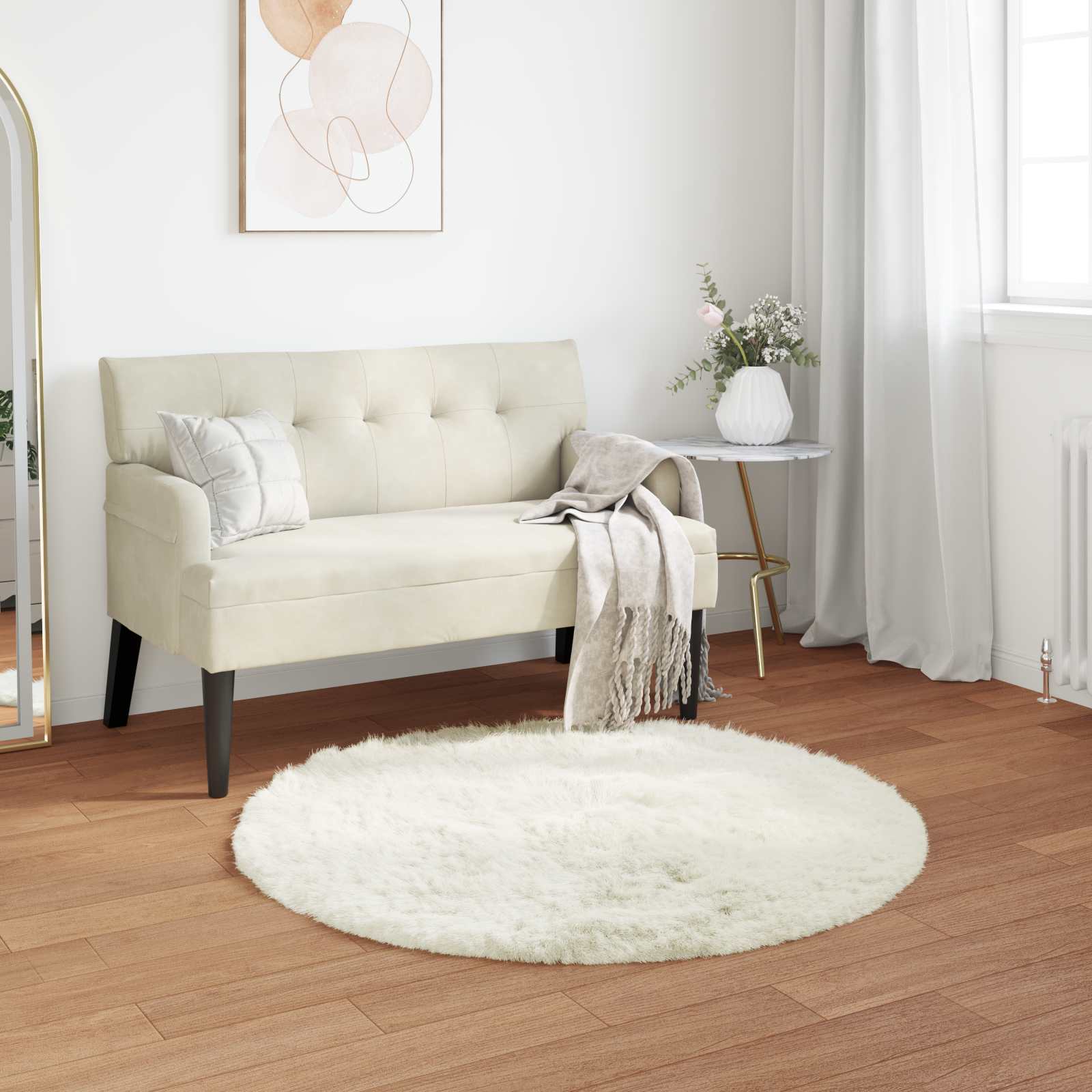 Vidaxx tapis en fausse peau de mouton tafalla blanc ø 120 cm polyester
