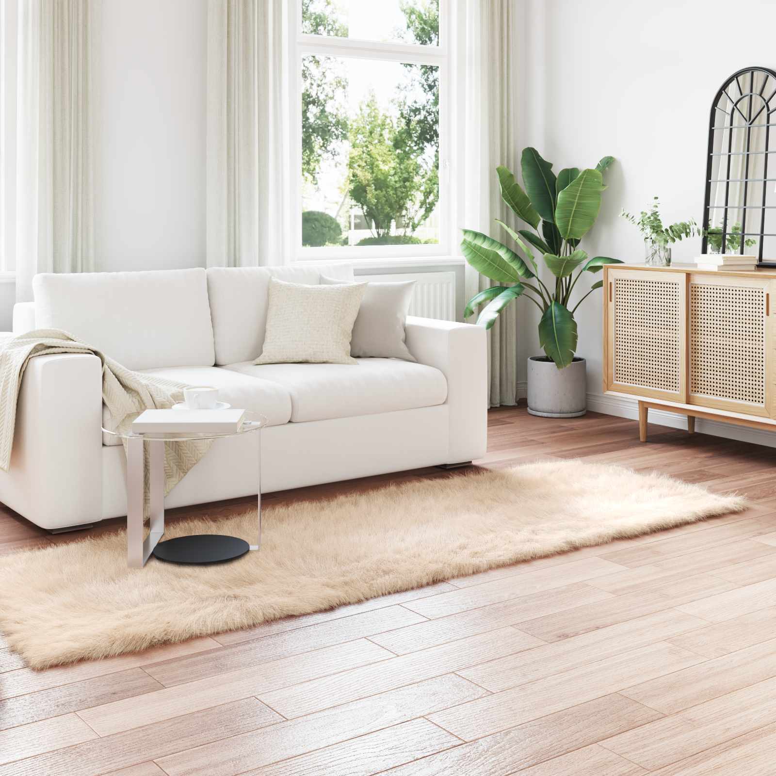 Vidaxx tapis en fausse peau de mouton tafalla beige 80 x 250 cm polyester