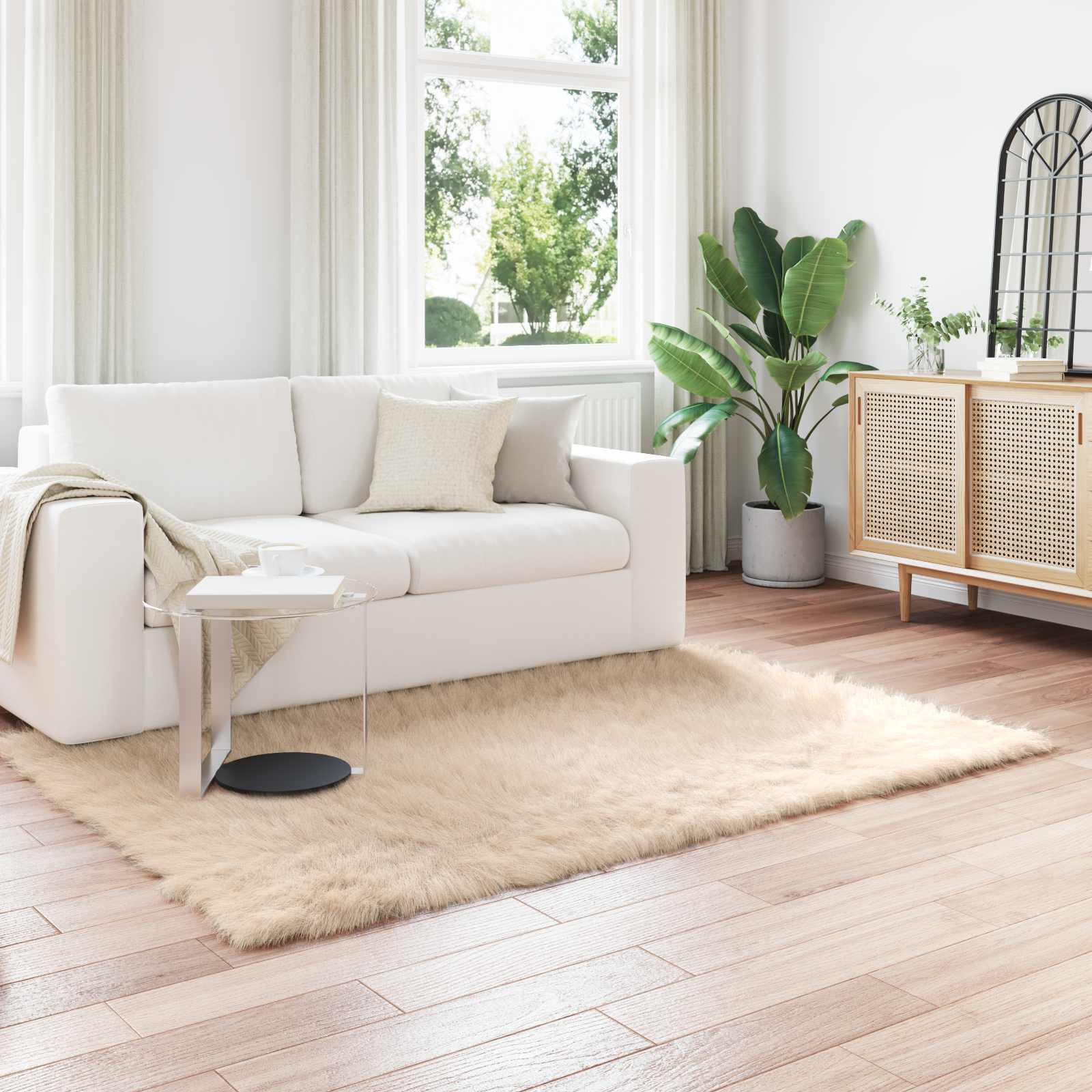 VidaXL tapis en fausse peau de mouton tafalla beige 140 x 200 cm polyester