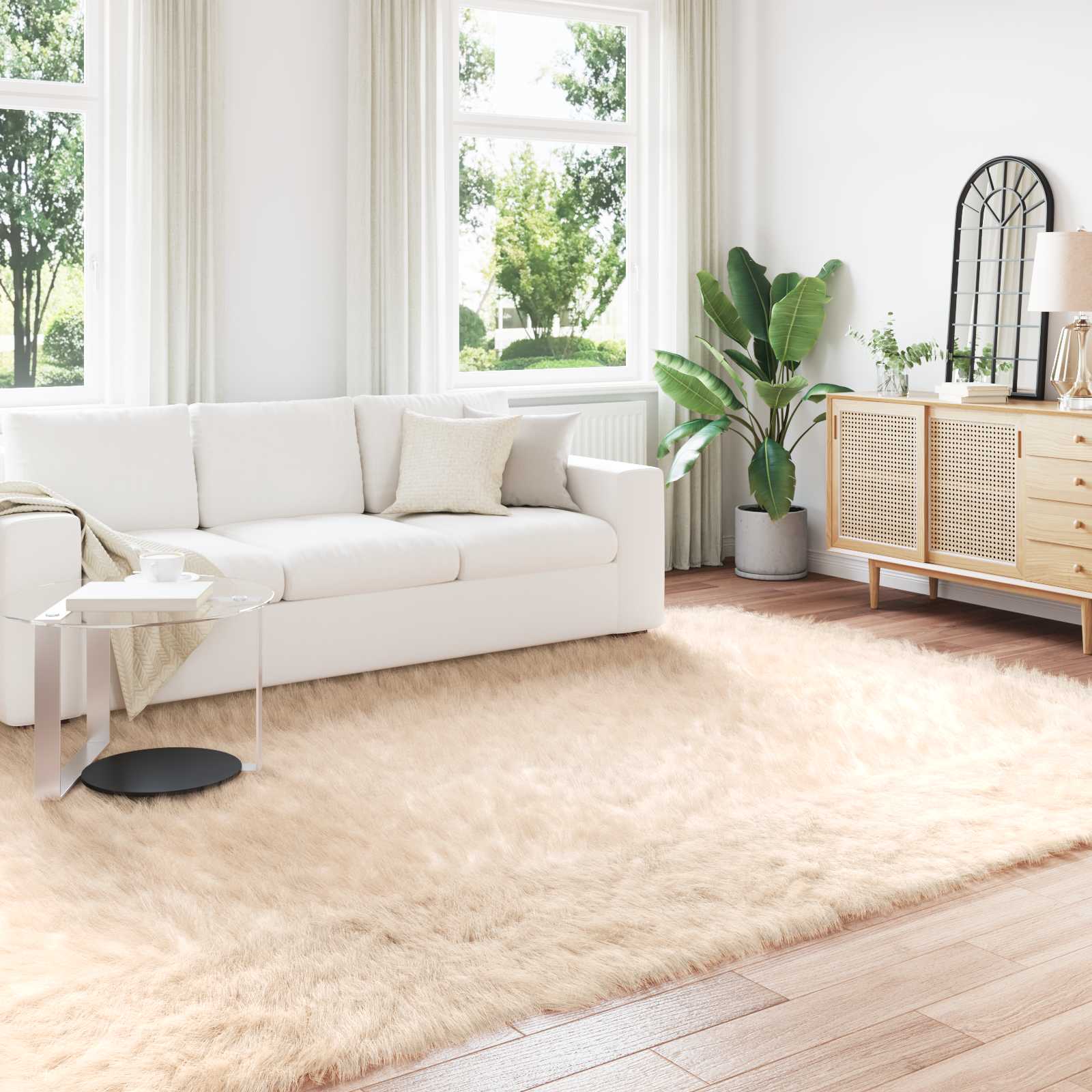Vidaxx tapis en fausse peau de mouton tafalla beige 240 x 340 cm polyester