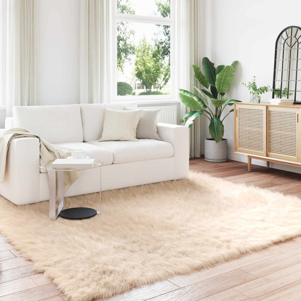 Vidaxx tapis en fausse peau de mouton tafalla beige 200 x 200 cm polyester