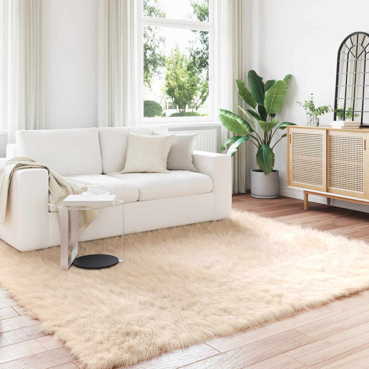 VidaXL tapis en fausse peau de mouton tafalla beige 240 x 240 cm polyester