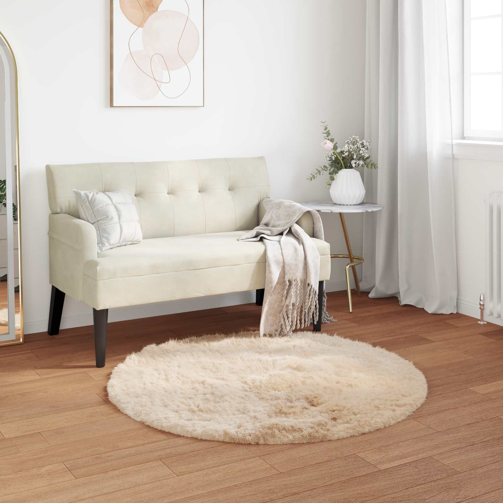 VidaXL tapis en fausse peau de mouton tafalla beige ø 120 cm polyester
