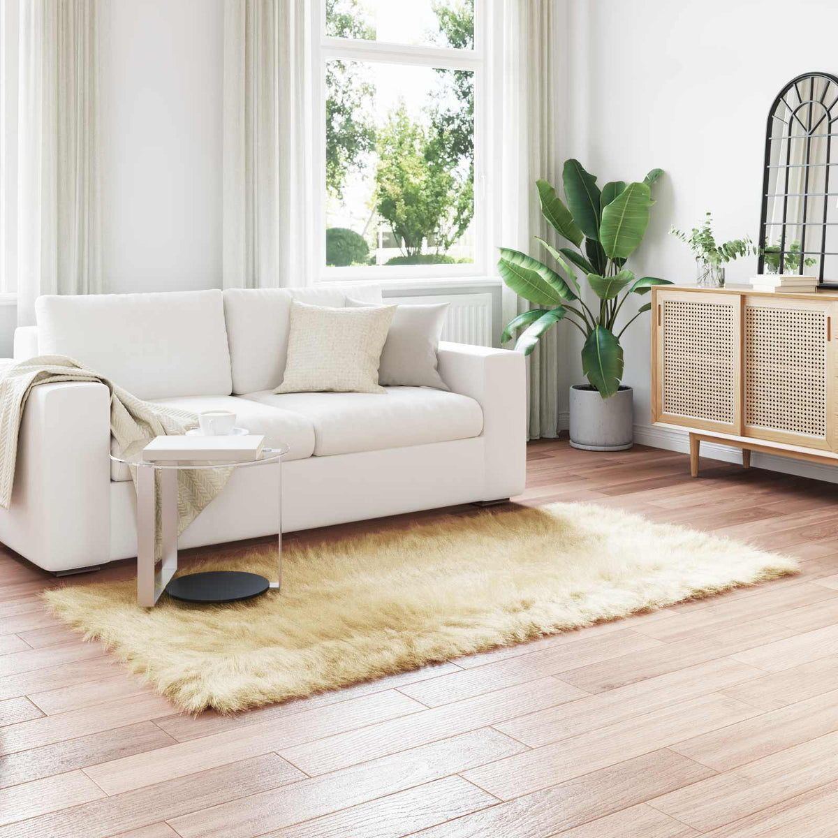 VidaXL tapis en fausse peau de mouton tafalla crème 80 x 200 cm polyester