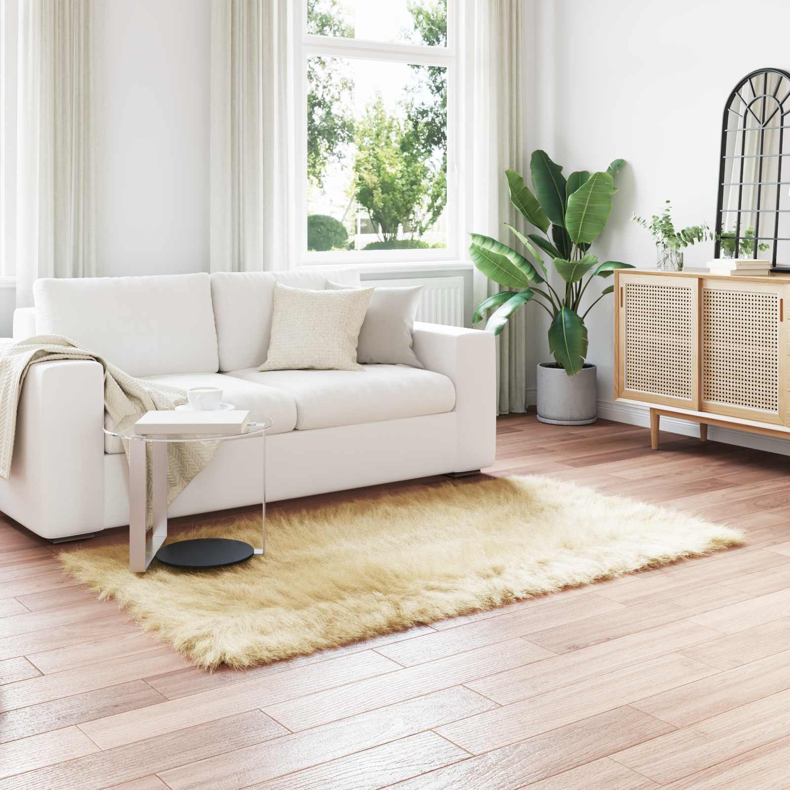 Vidaxx tapis en fausse peau de mouton tafalla crème 160 x 230 cm polyester