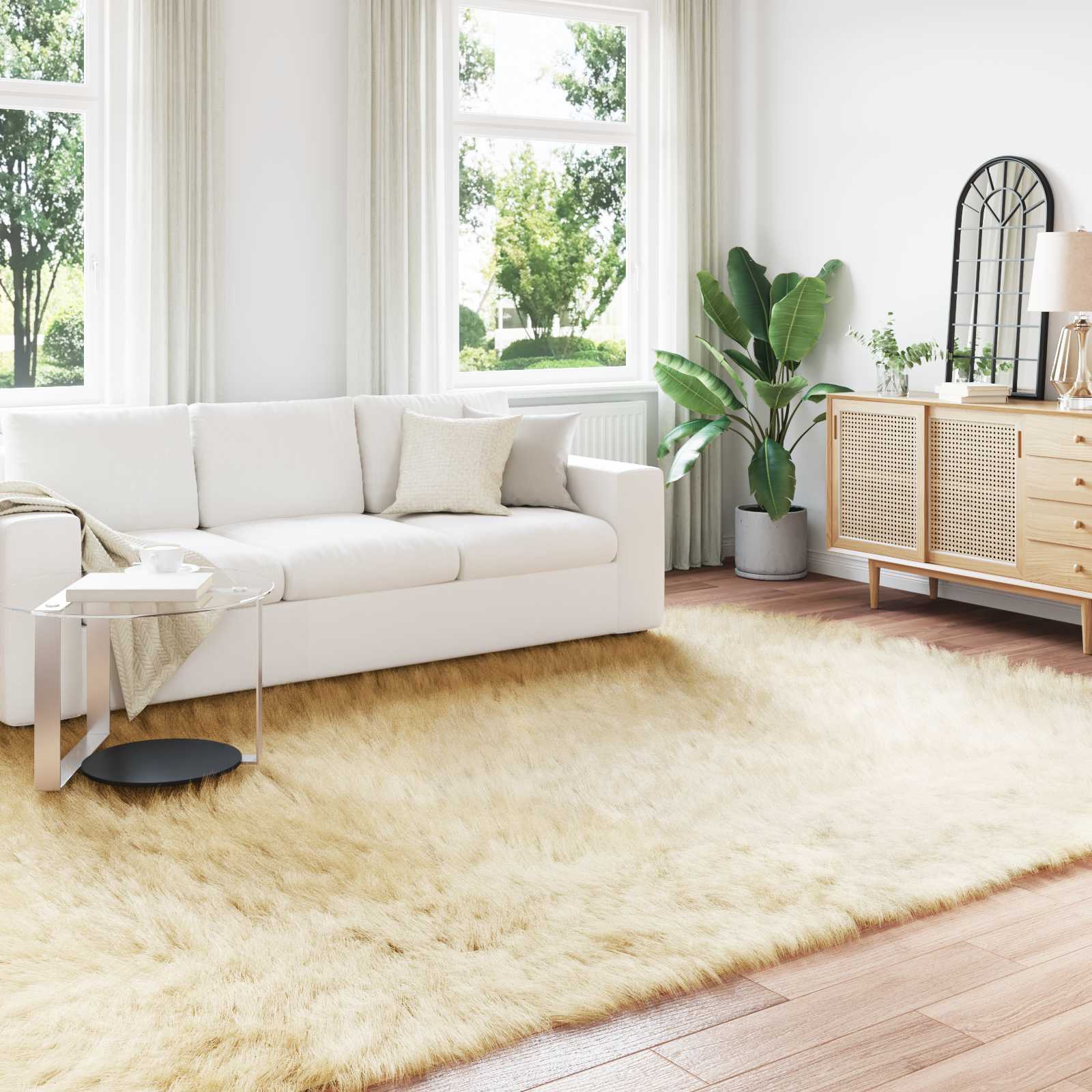 Vidaxx tapis en fausse peau de mouton tafalla crème 240 x 340 cm polyester