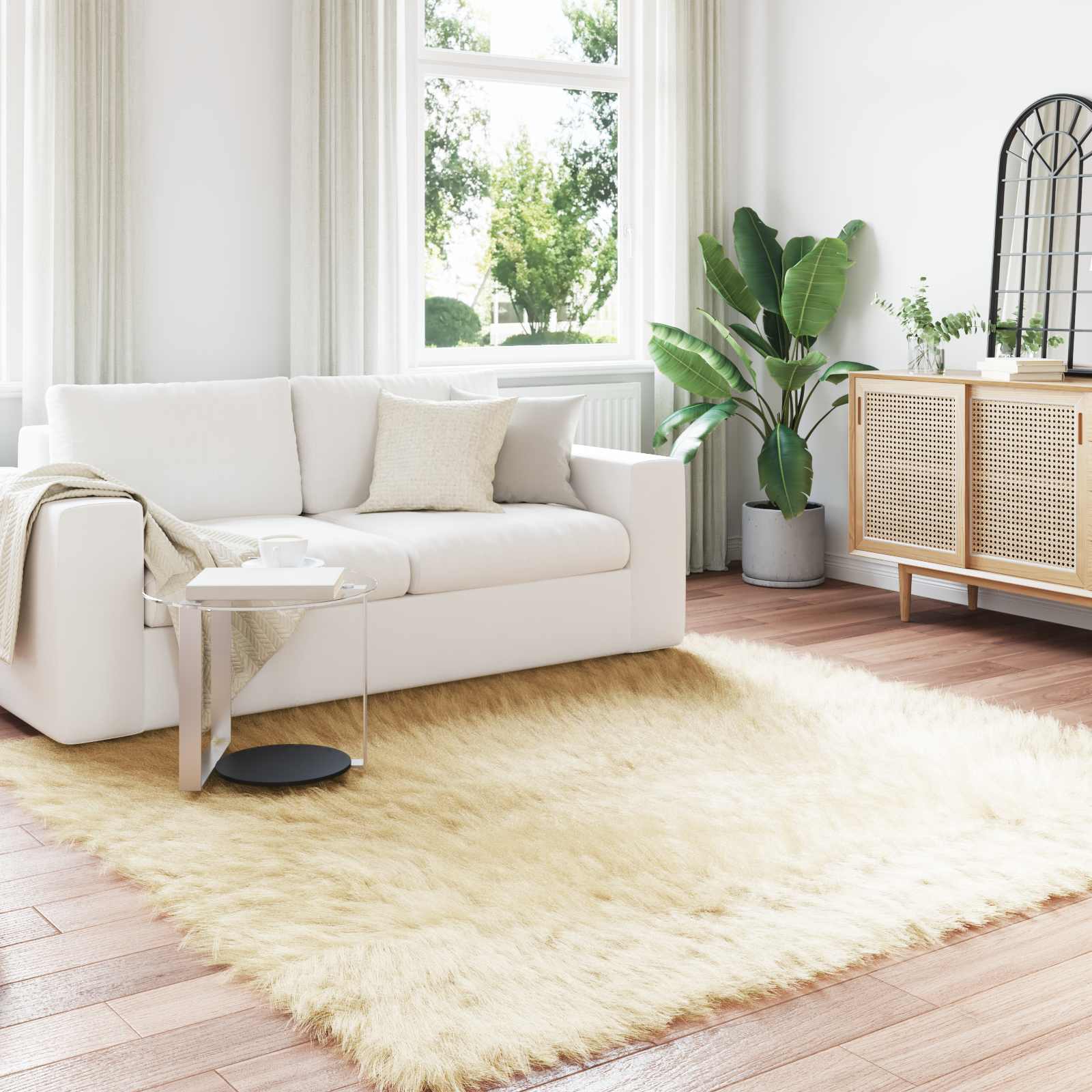 VidaXL tapis en fausse peau de mouton tafalla crème 240 x 240 cm polyester