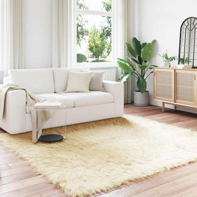 VidaXL tapis en fausse peau de mouton tafalla crème 240 x 240 cm polyester