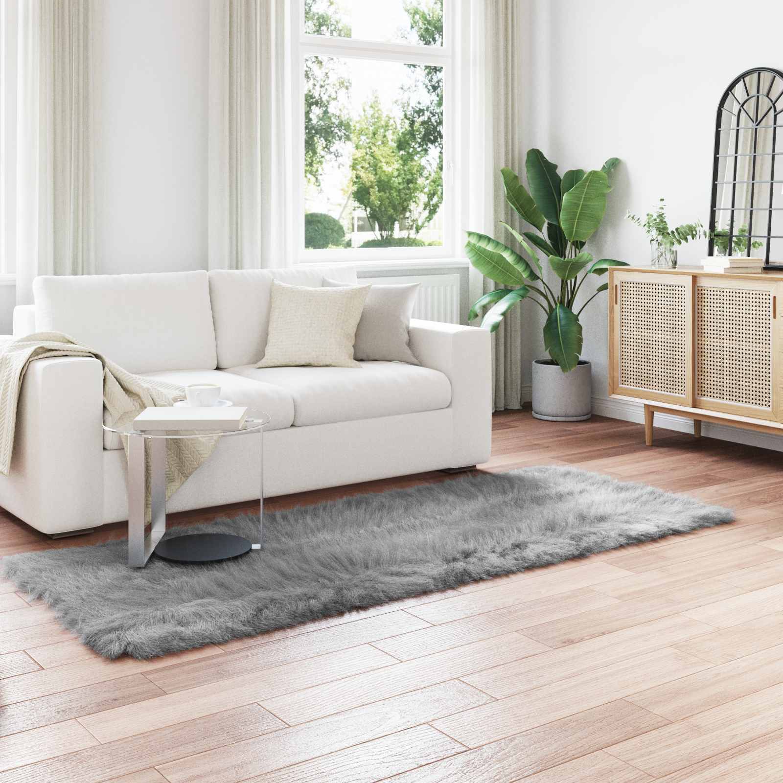 VidaXL tapis en fausse peau de mouton tafalla gris 80 x 250 cm polyester