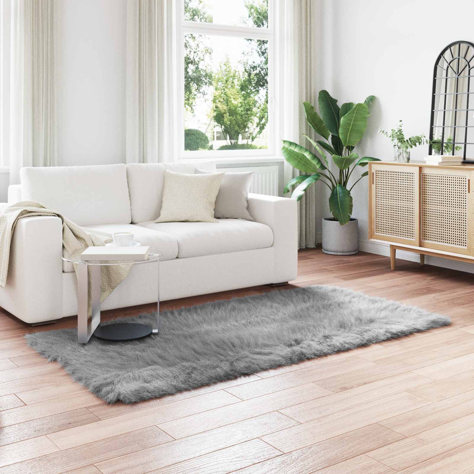 Vidaxx tapis en fausse peau de mouton tafalla gris 100 x 200 cm polyester