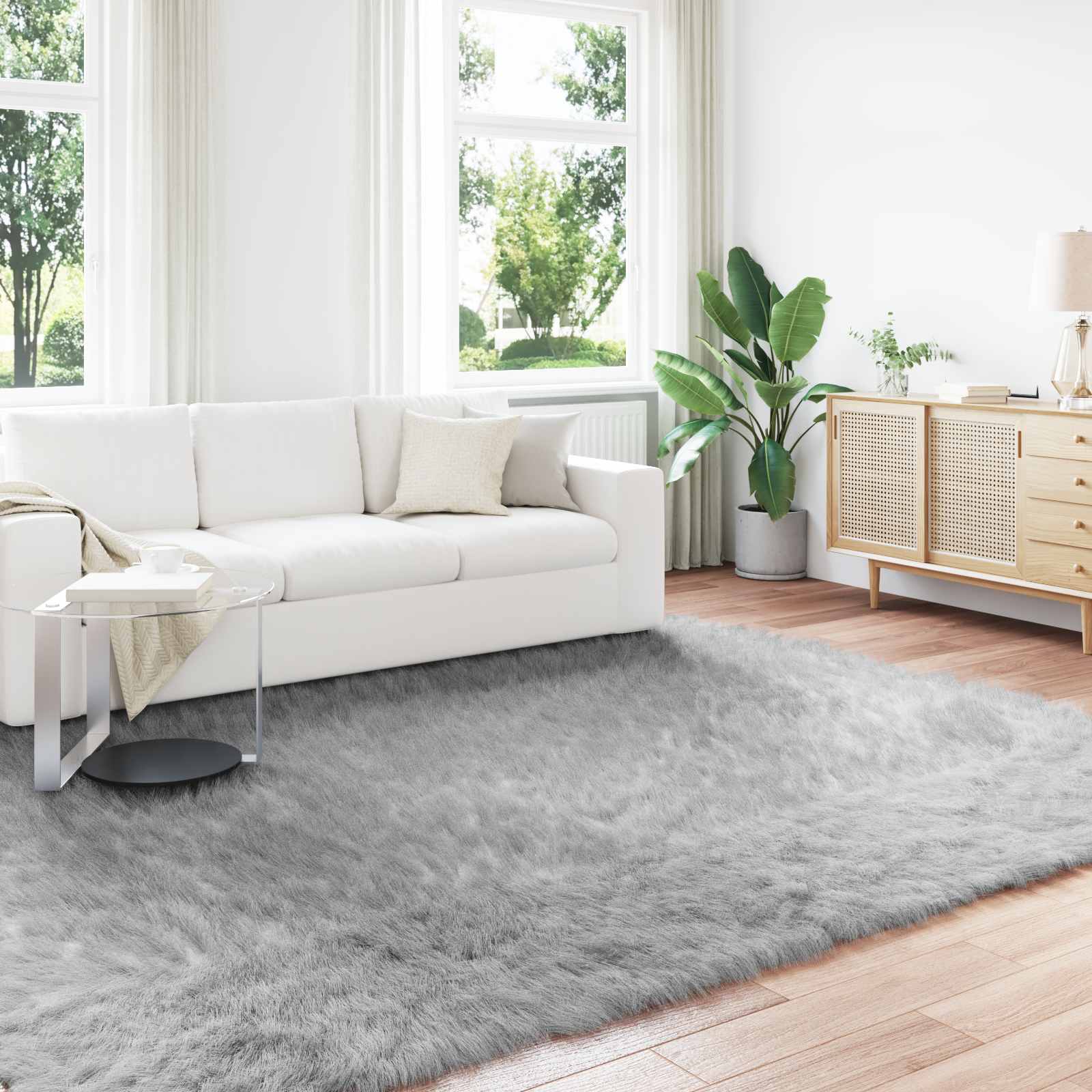Vidaxx tapis en fausse peau de mouton tafalla gris 240 x 340 cm polyester
