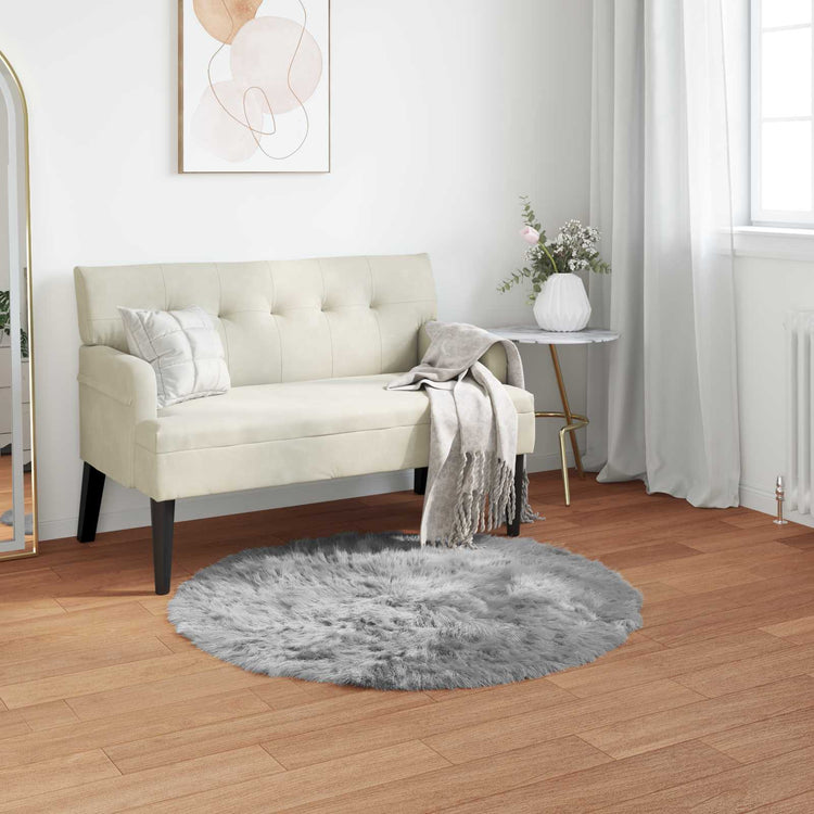 Vidaxx tapis en fausse peau de mouton tafalla gris ø 100 cm polyester