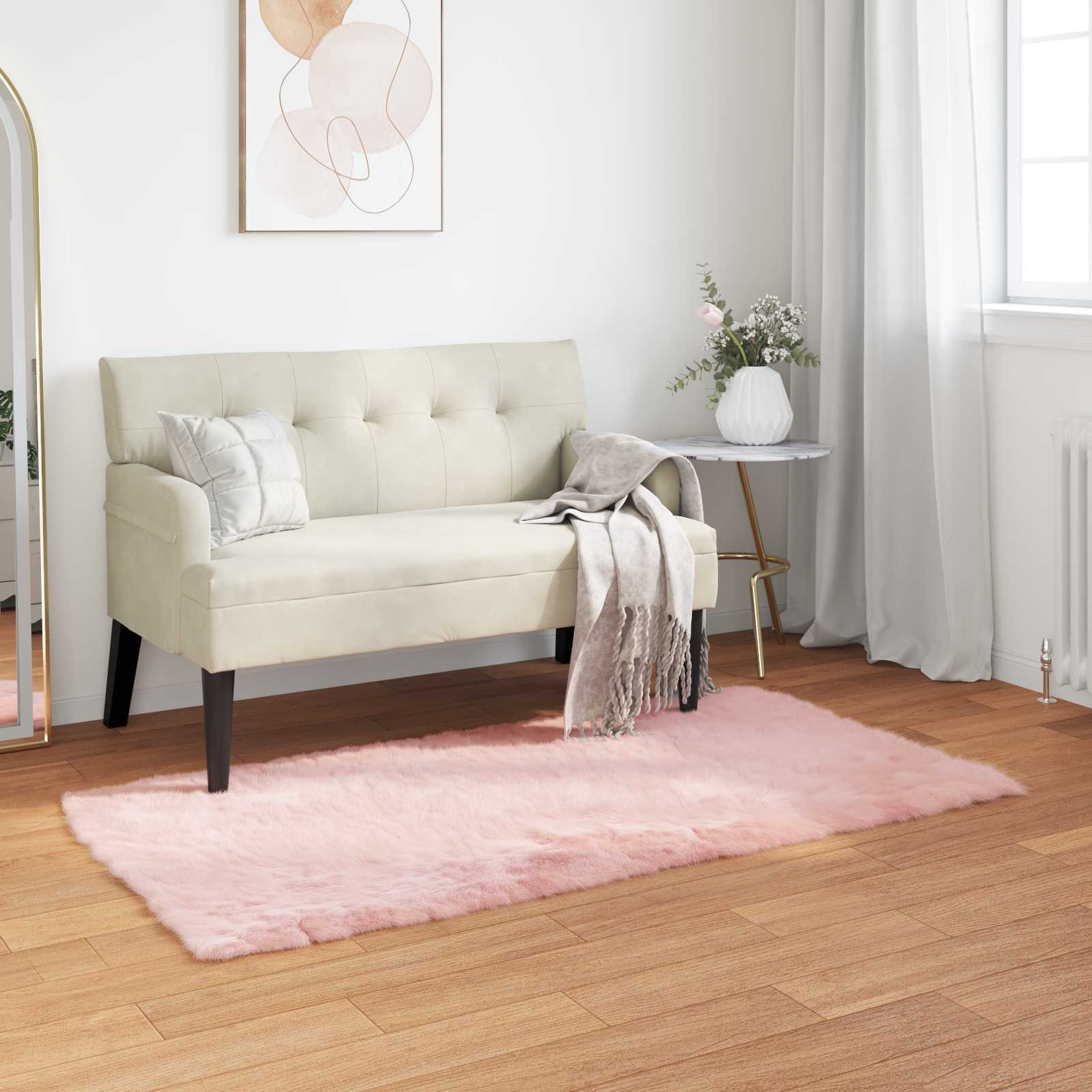 VidaXL tapis en fausse peau de mouton tafalla rose 80 x 150 cm polyester