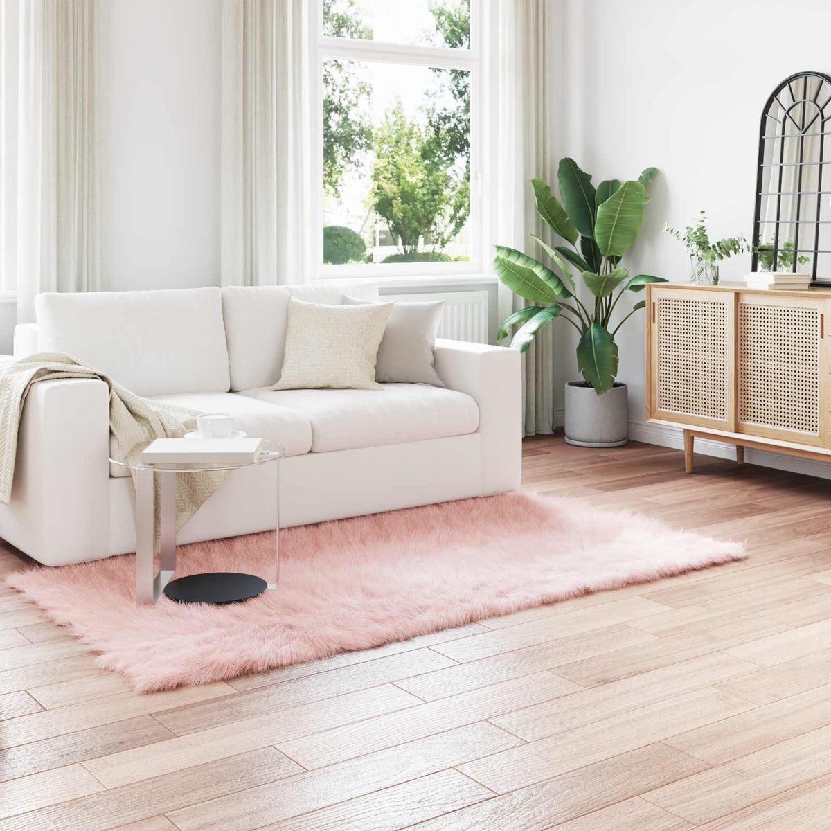 VidaXL tapis en fausse peau de mouton tafalla rose 80 x 200 cm polyester