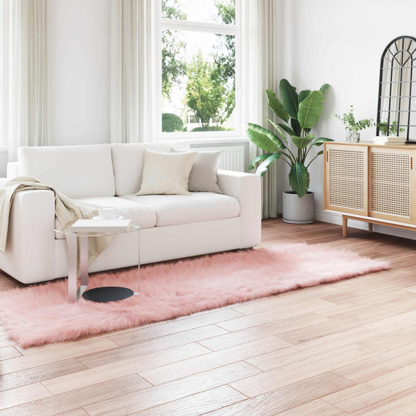 VidaXL tapis en fausse peau de mouton tafalla rose 80 x 250 cm polyester