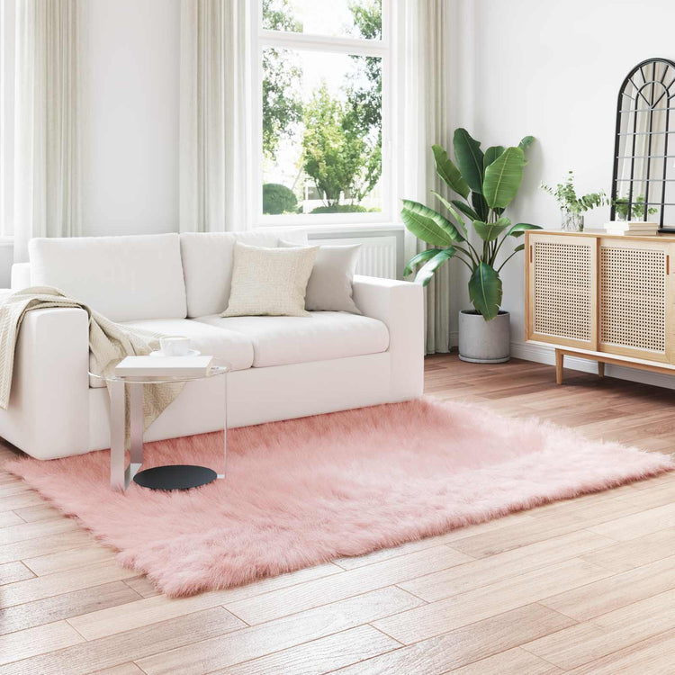 VidaXL tapis en fausse peau de mouton tafalla rose 140 x 200 cm polyester